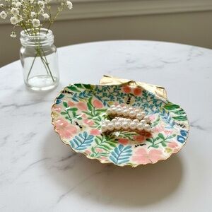 Floral Garden Seashell Jewelry Trinket Dish